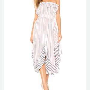 Revolve ‘Virginie’ Striped Ruffle Midi Dress by Misa LA